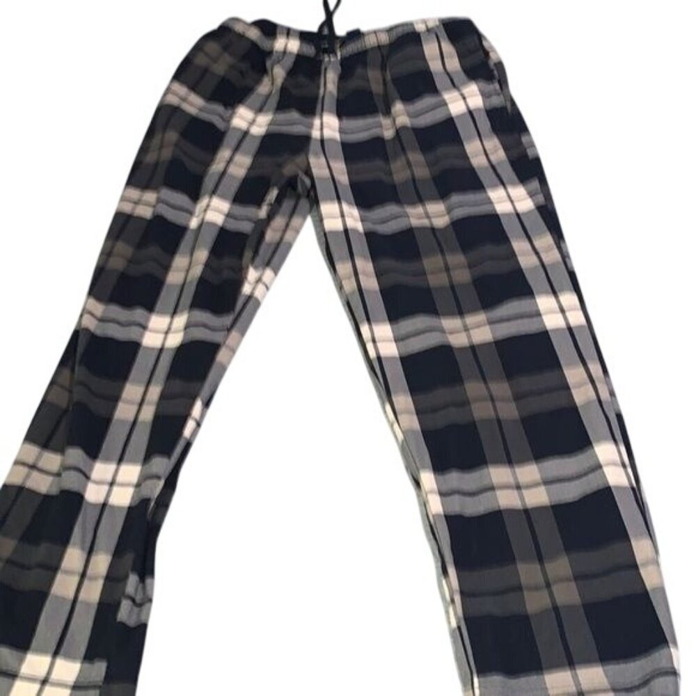 Nautica Womens Plaid Sleep Pants Size L Navy & Gray Polyester